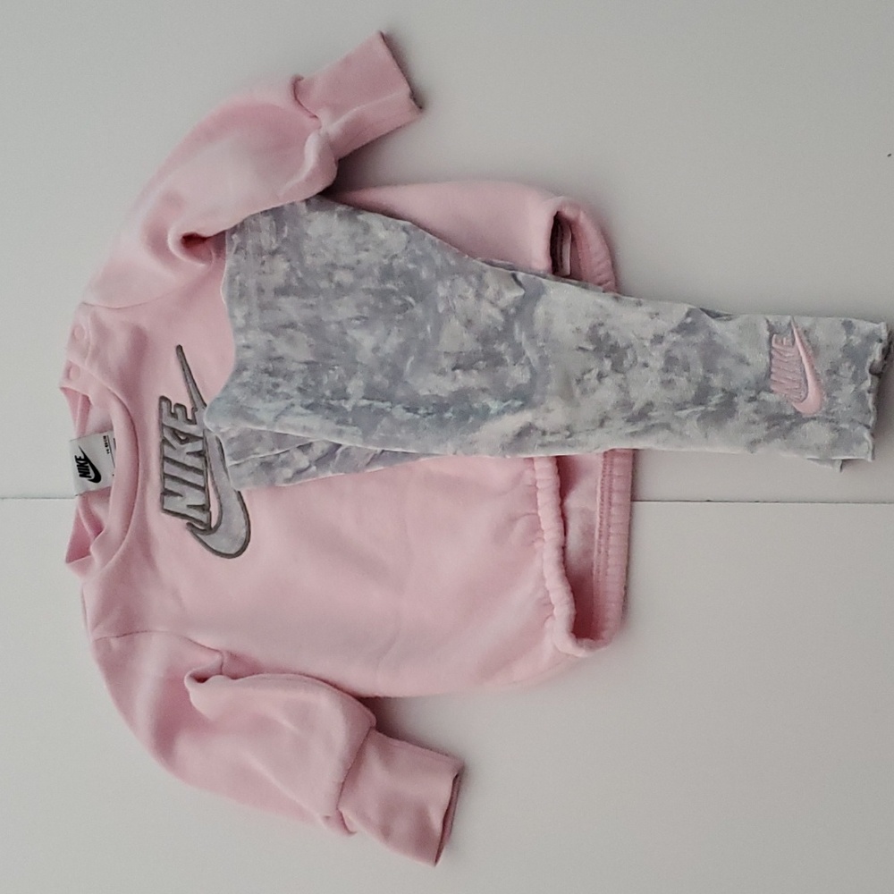 Nike Pink Sweatshirt & Grey  Leggings Set, Size 12 M